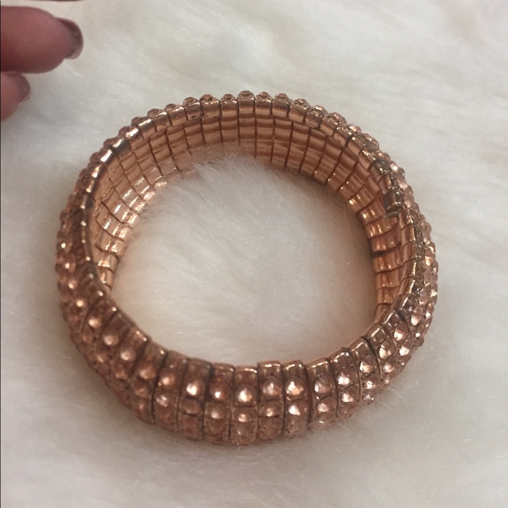 Peach Colored and Goldtone Stretchy Bracelet - Picture 2 of 2